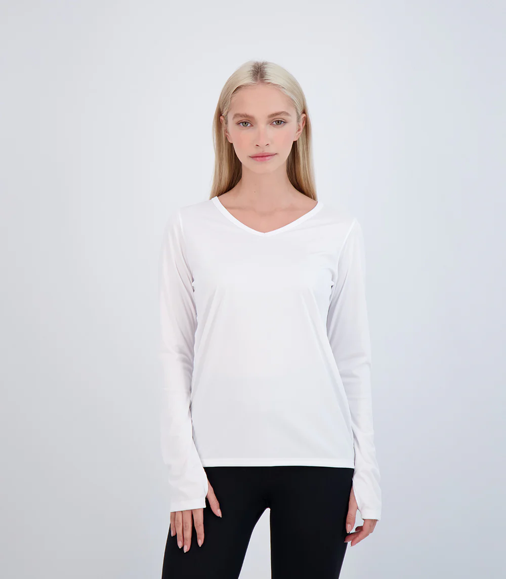 Bonita Ladies Long Sleeve V Neck ProtectUV® Sun Protective Shirt - Image 25