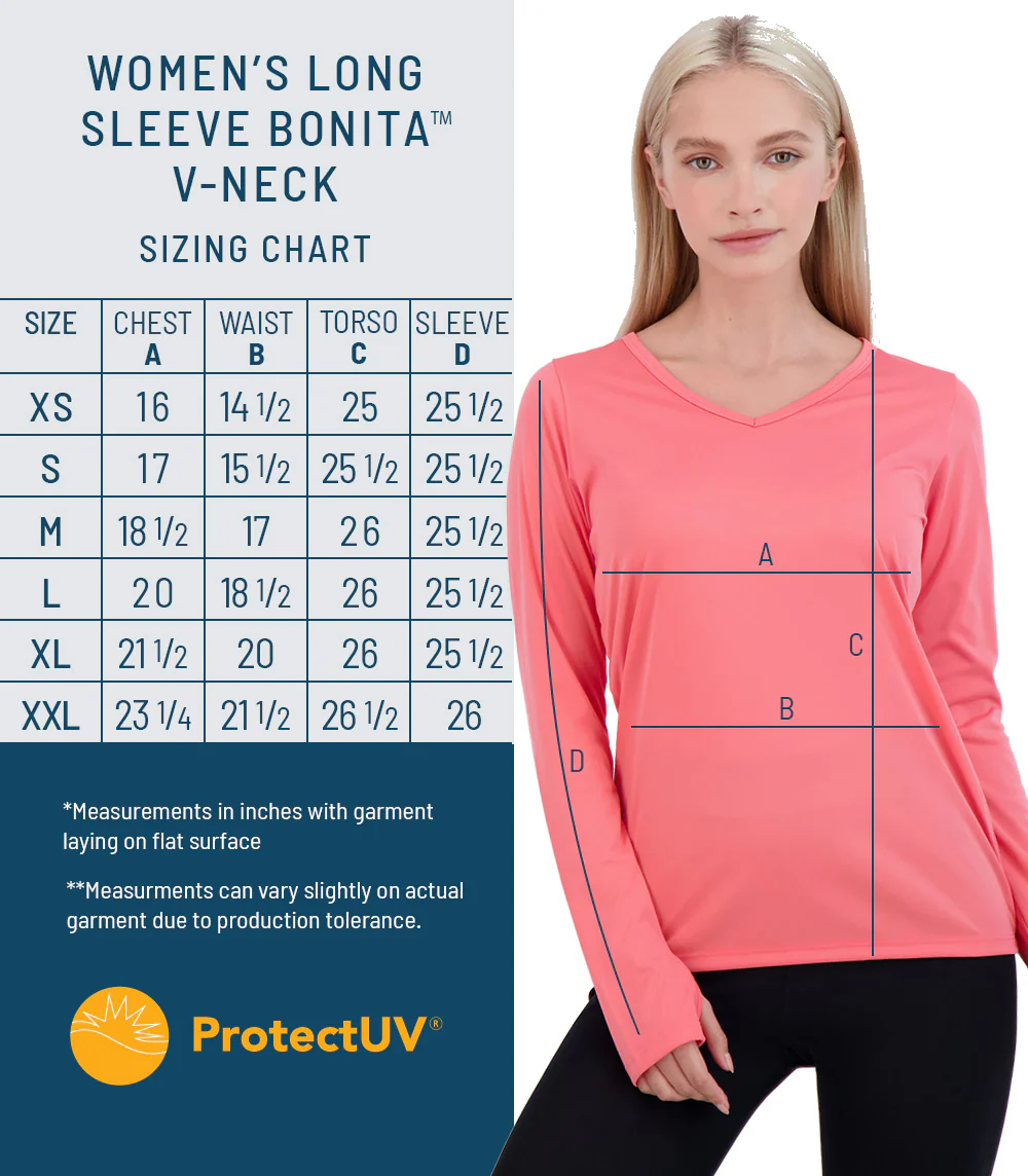 Bonita Ladies Long Sleeve V Neck ProtectUV® Sun Protective Shirt - Image 9
